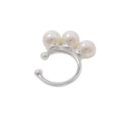 Tami&tami Women's Silver / White Matias Crown Silver Ear Cuff