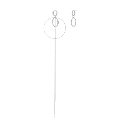 Tami&tami Women's White / Gold Heradi Wave White Gold Circle Earrings