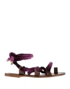Tamika Couture Woman Thong Sandal Purple Size 10 Textile Fibers In Purple