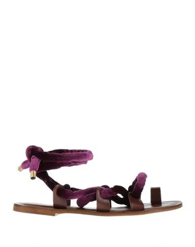 Tamika Couture Woman Thong Sandal Purple Size 10 Textile Fibers