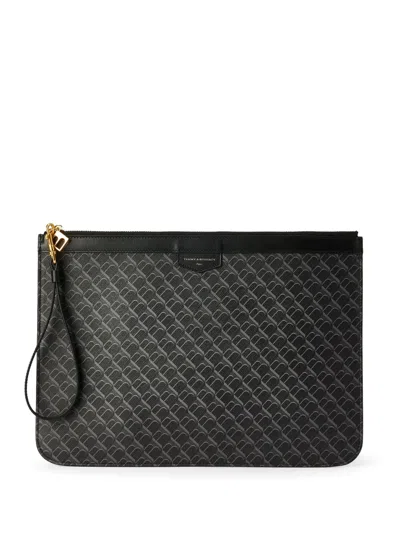 Tammy & Benjamin Monogram-pattern Canvas Clutch Bag In 黑色