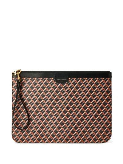 Tammy & Benjamin Monogram-pattern Canvas Clutch Bag In 黑色