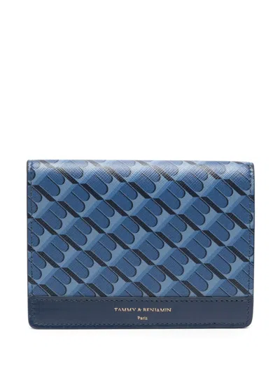 Tammy & Benjamin Monogram-pattern Passport Holder In Blau