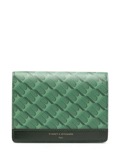 Tammy & Benjamin Monogram-pattern Passport Holder In Grün