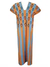Tan Dem Cotton Kaftano Corty Sleeves In Multi
