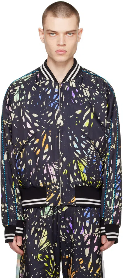 Tanaka Black Printed Reversible Bomber Jacket In The Universe