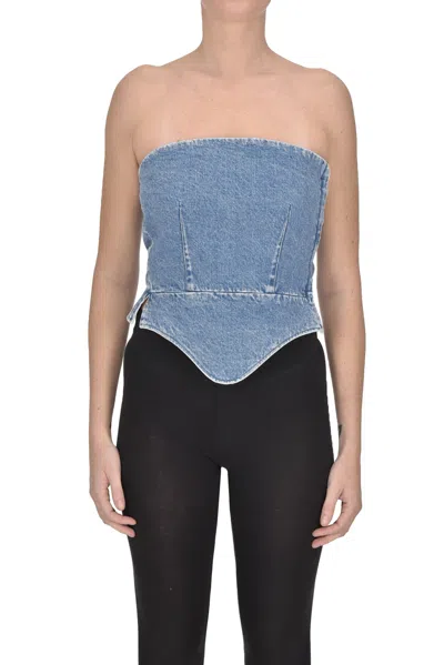 Tanaka Bustier Denim Top In Blue