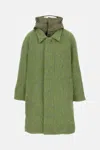 Tanaka Removable Hood Buttoned Coat In Green