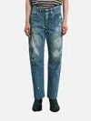 Tanaka Straight Jean Trousers With Faded Blue Wash In Blue