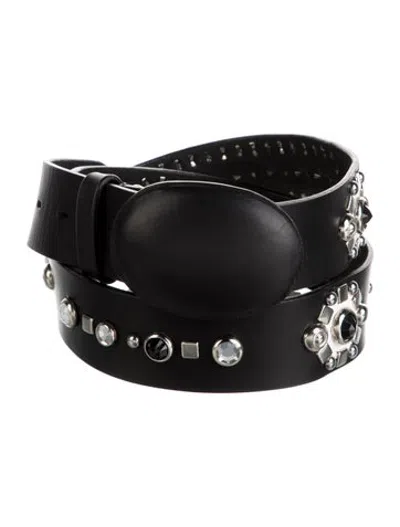 Pre-owned Tanaka Leather Studded Accents Waist Belt In Black