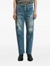 Tanaka Straight Jean Trousers With Faded Blue Wash In Blue