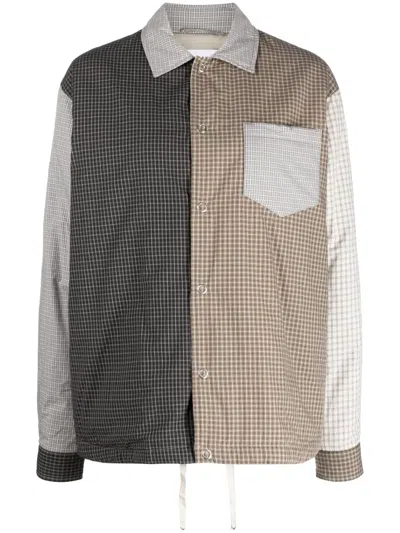 TANAKA PLAID-CHECK COLOUR-BLOCK COTTON SHIRT