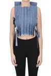 Tanaka Pleated Denim Top In Light Denim