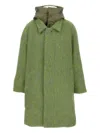 Tanaka Removable Hood Buttoned Coat In Green