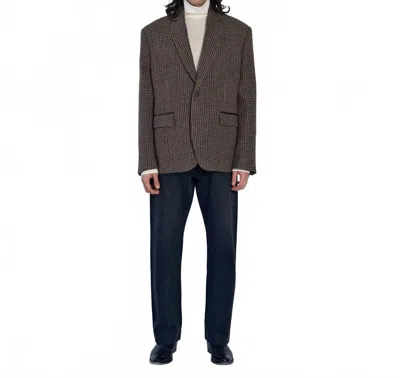 Tanaka Sculpture Blazer Jacket In Herringbone In Brown