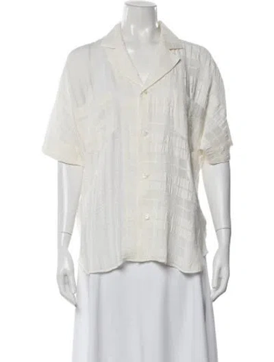 Pre-owned Tanaka Short Sleeve Button-up Top W/ Tags In Neutral