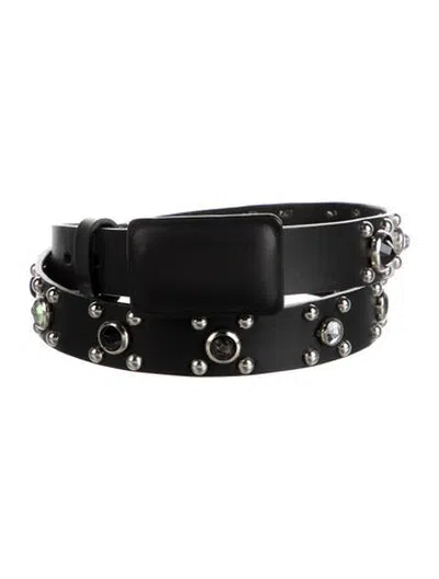 Pre-owned Tanaka Skinny Leather Waist Belt In Black