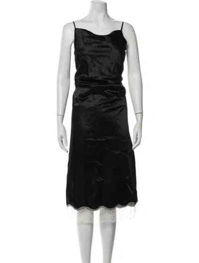 Pre-owned Tanaka Square Neckline Midi Length Dress W/ Tags In Black