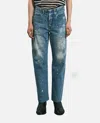 Tanaka Straight Jean Trousers With Faded Blue Wash In Blue