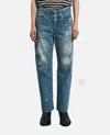 Tanaka Straight Jean Trousers With Faded Blue Wash In Blue