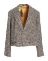 Tanaka Woman Blazer Dark Brown Size M Wool, Acrylic, Nylon, Polyester In Brown