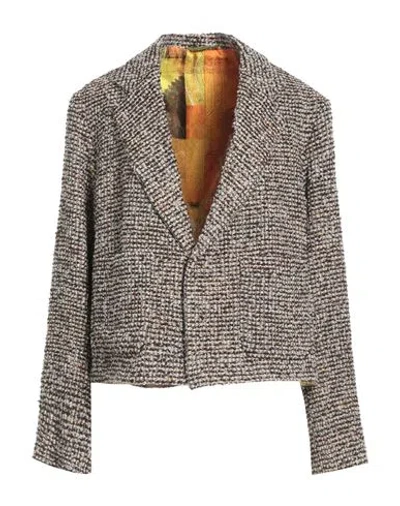 Tanaka Woman Blazer Dark Brown Size M Wool, Acrylic, Nylon, Polyester