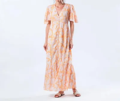 Tanavana Nana V-neck Maxi Dress In White/orange
