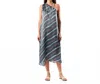Tanavana Oscar Midi Dress In Grey Wave In Blue