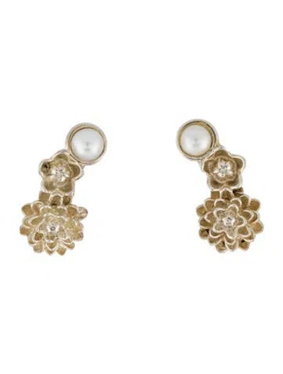 Pre-owned Tane México 1942 Cultured Pearl Drop Earrings In Multi