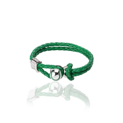 Tane México 1942 Men's Green / Silver Tane Tennis Green Leather Bracelet In Green/silver