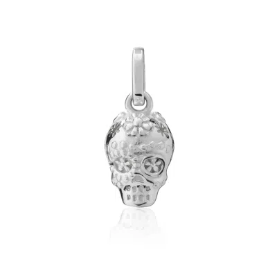 Tane México 1942 Women's Exquisitely Detailed Sugar Skull Charm Handmade In Sterling Silver In Metallic