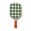 Tangerine Cannon Beach Pickleball Paddle In Hunter Green And White Checked