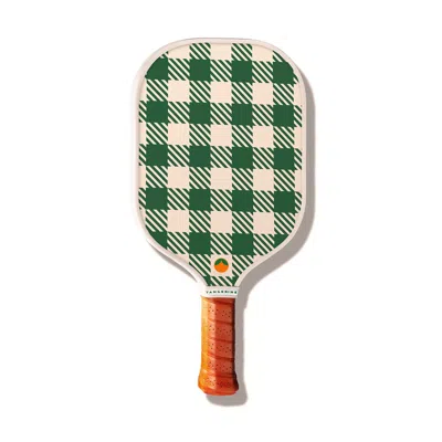 Tangerine Cannon Beach Pickleball Paddle In Hunter Green And White Checked