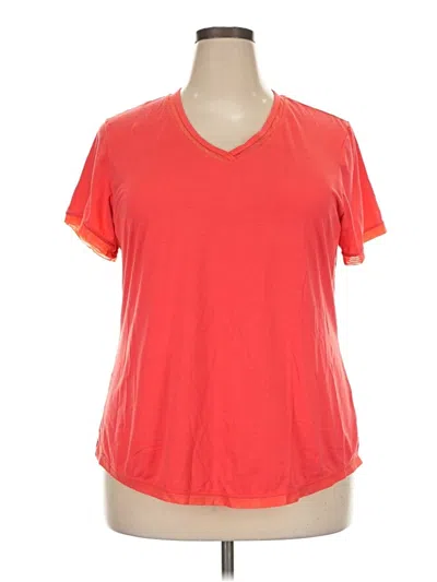 Pre-owned Tangerine Short Sleeve Top Orange V-neck Tops
