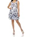 Tango Mango Sleeveless Floral Tiered Mini Dress In Muti Grey In Multi