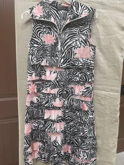 Tango Mango Women's Tiered Ruffle Dress In Zebra Pink In Black