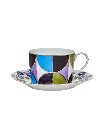 Tania Bulhões Blue Tea Cup And Saucer Bossa Bleu In Multi