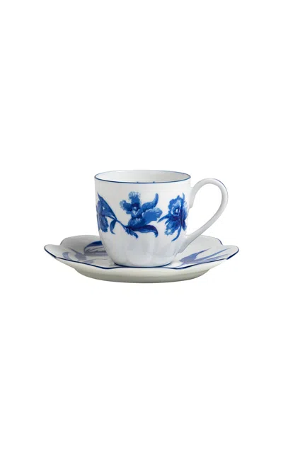 Tania Bulhões Casa Das Orquideas Espresso Cup And Saucer In Blue