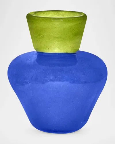 Tania Bulhões Duo Glass Collar Vase In Blue