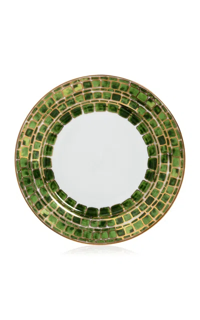 Tania Bulhões Gold-detailed Porcelain Dinner Plate In Green