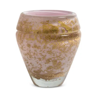 Tania Bulhões Medium Glass Vase In Pompei Pink & Gold