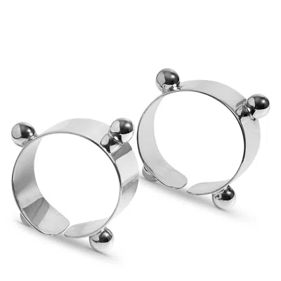Tania Bulhões Napkin Ring Esferas, Set Of 2 In Silver