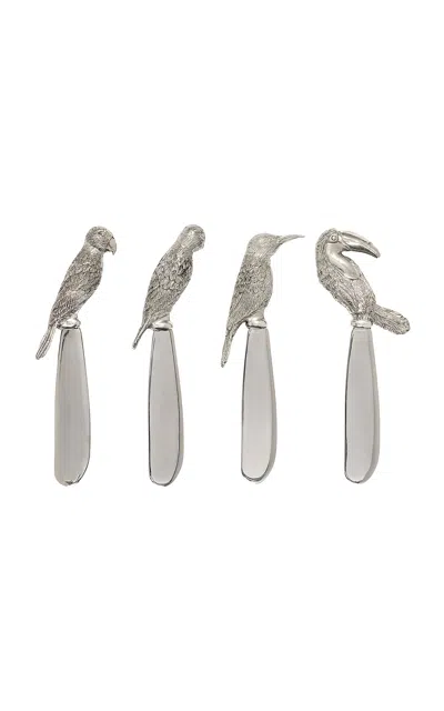 Tania Bulhões Passaros Do Brasil Set-of-four Silver Cheese Knives