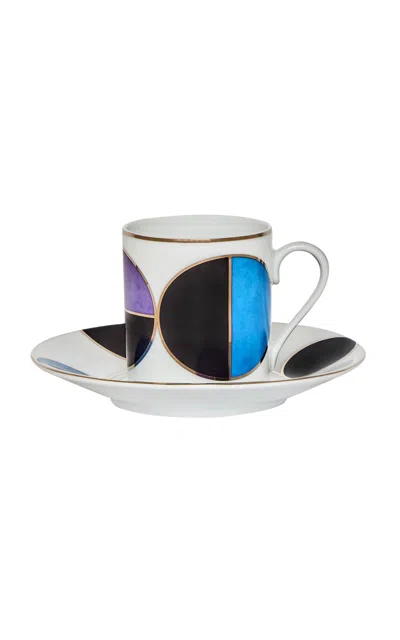 Tania Bulhões Porcelain Espresso Cup And Saucer In Blue