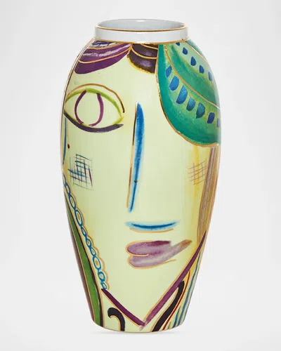 Tania Bulhões Portrait Porcelain Vase In Multi