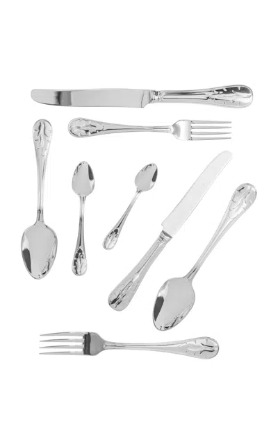Tania Bulhões Set-of-eight Stainless Steel Flatware In Silver