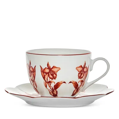 Tania Bulhões Tea Cup And Saucer Rouge De Fer In Red