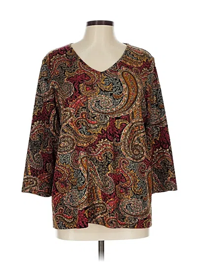 Pre-owned Tanjay 3/4 Sleeve Blouse In Brown