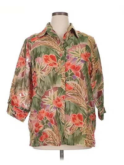 Pre-owned Tanjay 3/4 Sleeve Button Down Shirt In Green