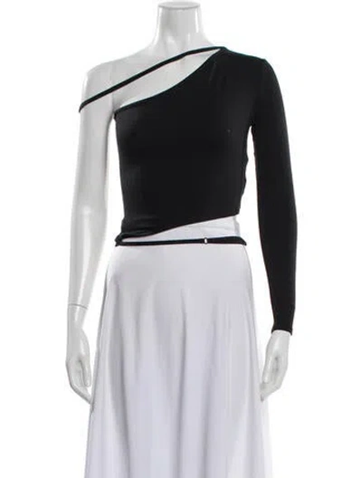 Pre-owned Tank Air Asymmetrical Long Sleeve Top In Black